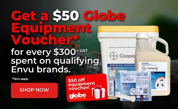 Get a $50 Globe Equipment Voucher for every $300 + GST spent on qualifying Envu brands