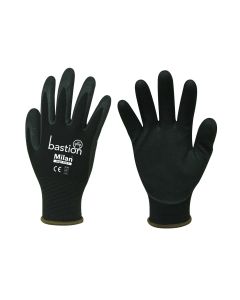 Black Milan Nylon Gloves with Nitrile Palm Coating